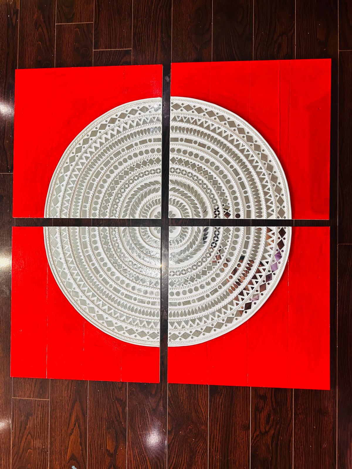 4 panel lippan wall art