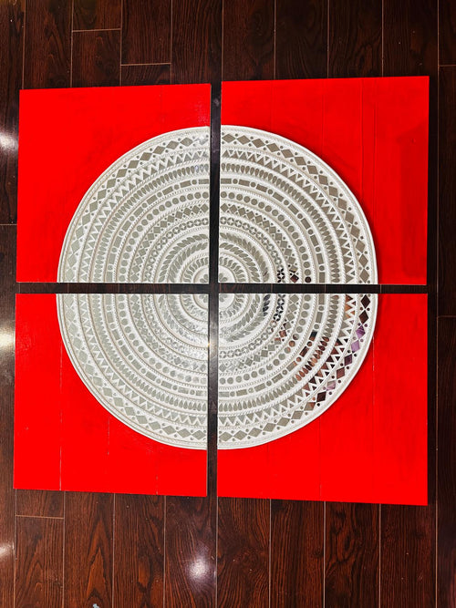 4 panel lippan wall art