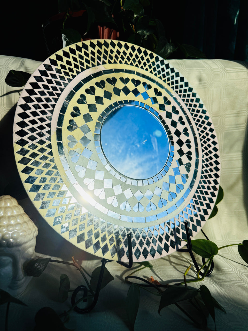 Round mosaic mirror
