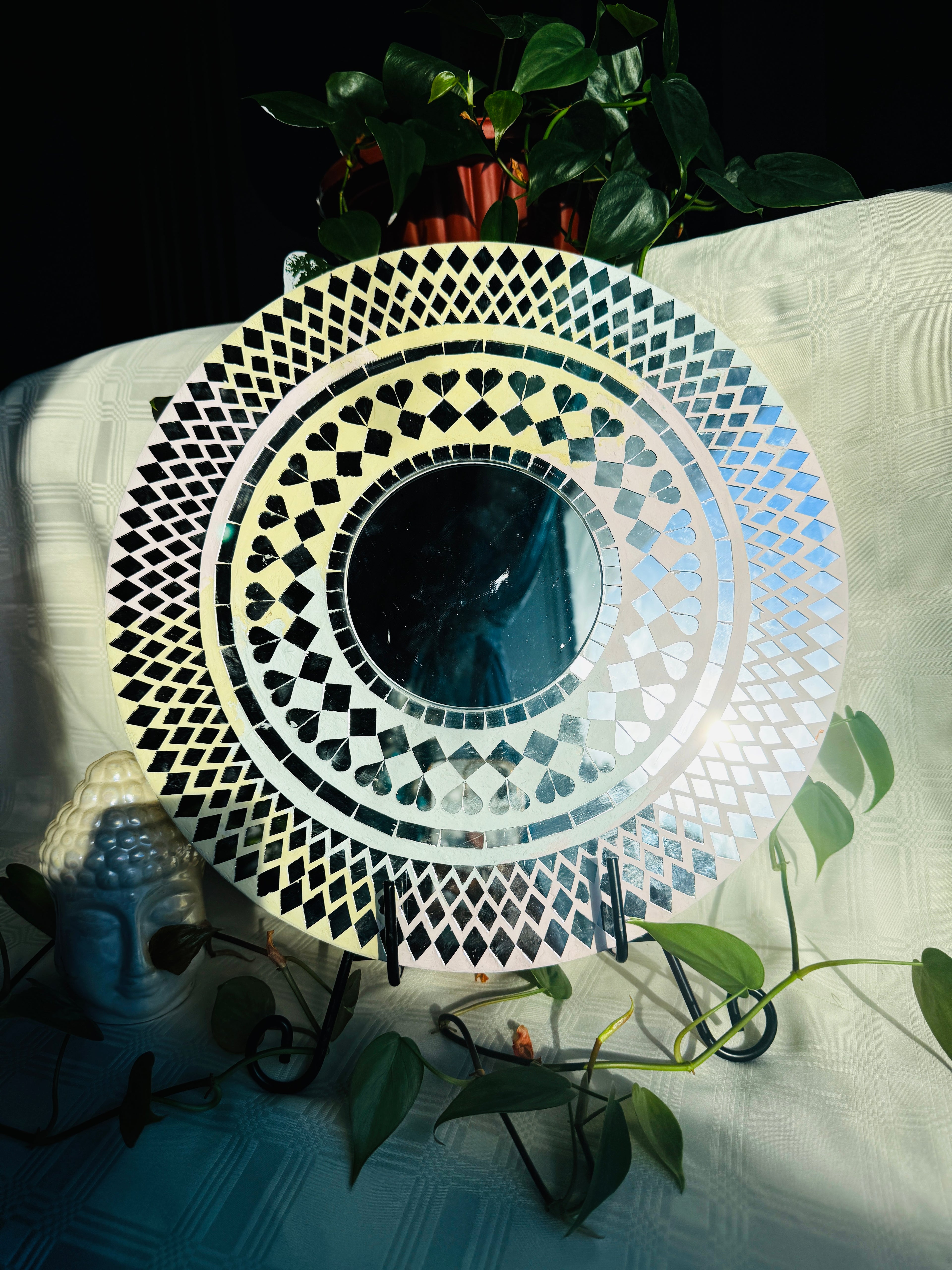 Round mosaic mirror